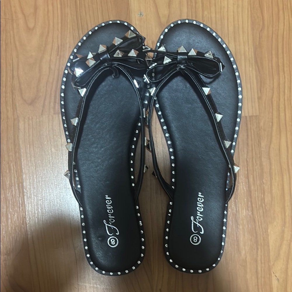 Forever 21 Black Sandals with Silver Studs